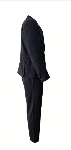 Men's Striped Notch Lapel Double-breasted Slim Fit Suit