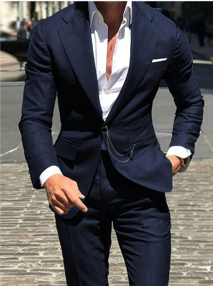 Manfinity Men Lapel Neck Single Button Blazer & Suit Pants