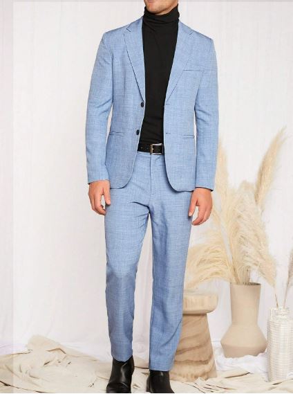 Manfinity Homme Men Single Button Blazer & Pants Suit Set
