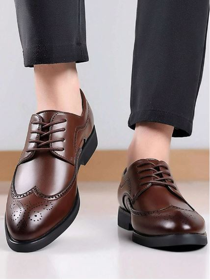 Men Lace Up Hollow Out Dress Shoes, Business Brown Derby Shoes