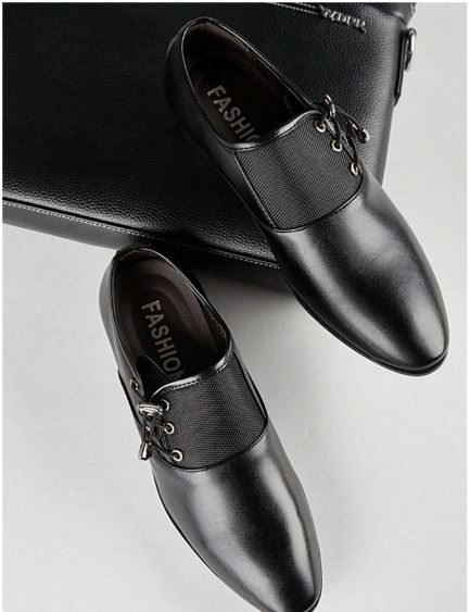 Versatile Black Oxfords For Men, Korean Style British Fashion Youth Dress Shoes, Business Casual Leather Shoes